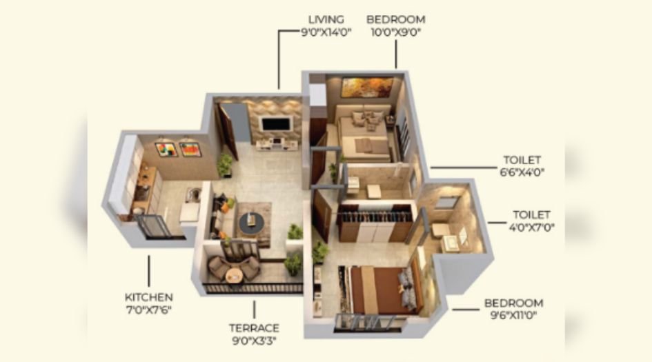 Balaji Dombivli Hotspot -2BHK-511sqft-unit-plan
